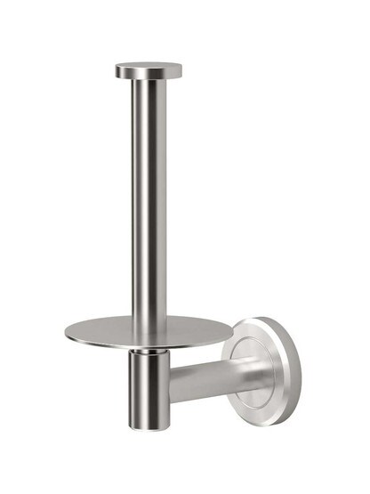 Latitude Vertical Toilet Paper Holder in Satin Nickel.
